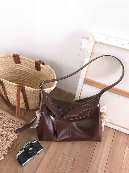 [ovuni] PILLOW RIBBON BAG (BROWN)