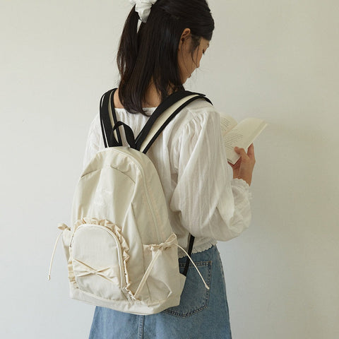 [ovuni] RUFFLE RIBBON BACKPACK (Ivory)