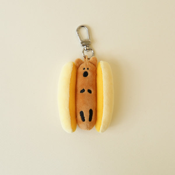 [Dinotaeng] Quokdog Keyring | 熱狗毛絨公仔鑰匙扣