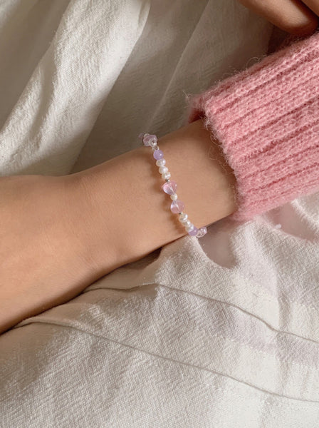 [SOYE PI-NE] Rina Purple Ribbon Fresh Pearl Bracelet