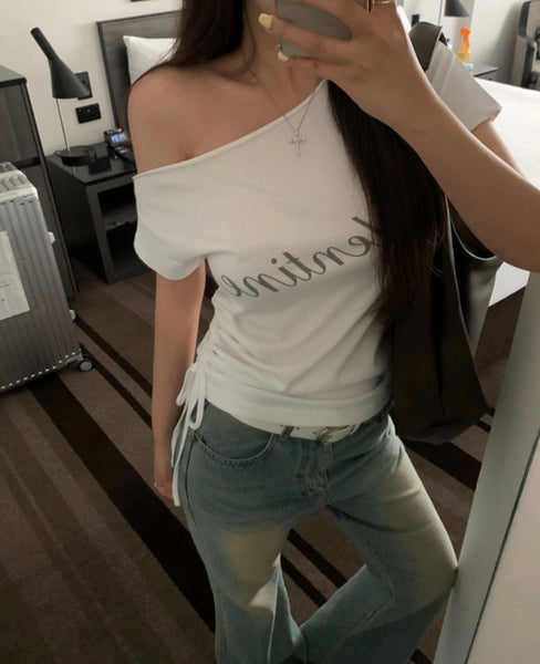 Apink 初瓏同款✨Valentine Off-Shoulder Shirring Top
