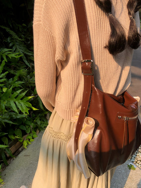 [ovuni] PILLOW RIBBON BAG (BROWN)