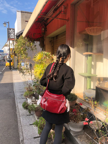 [ovuni] BELTED RIBBON BAG FRENCH RED