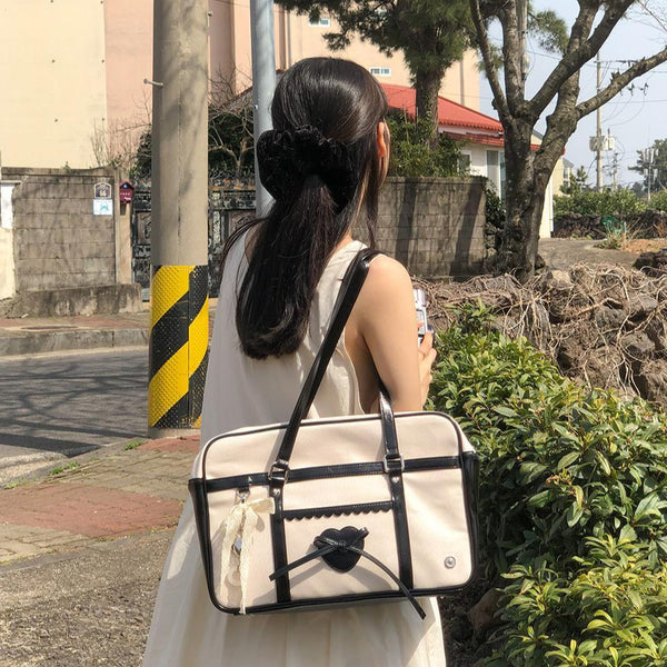 [ovuni] CLASSIC RIBBON SCHOOLBAG CANVAS BLACK