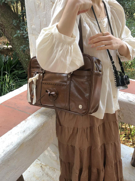 [ovuni] CLASSIC RIBBON SCHOOLBAG VINTAGE BROWN