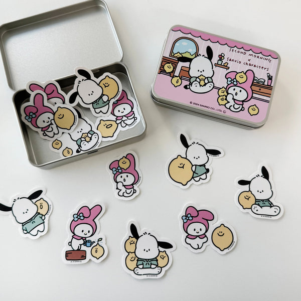 ♡ second morning × sanrio characters ♡ Removable Sticker Tin Case Set