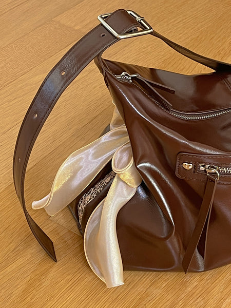 [ovuni] PILLOW RIBBON BAG (BROWN)