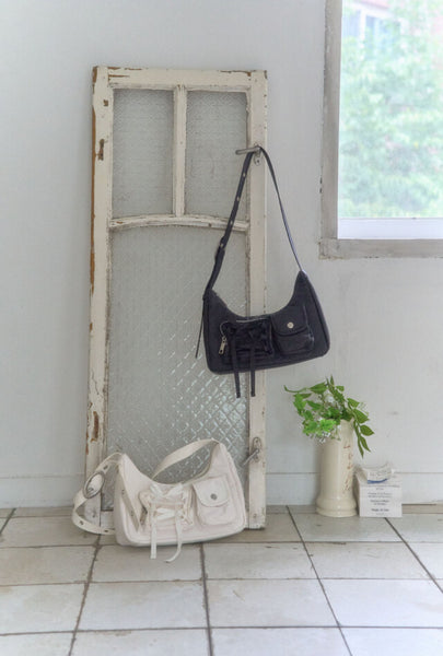 [COZING] Nylon Ribbon Hobo Bag (Ivory)