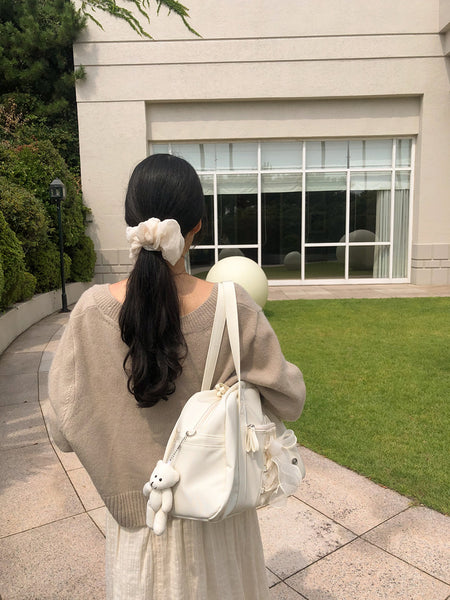 [ovuni] DAILY RIBBON GYM BAG IVORY