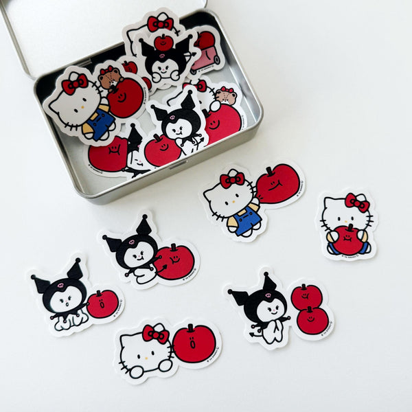 ♡ second morning × sanrio characters ♡ Removable Sticker Tin Case Set