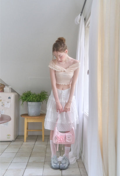 [COZING] Nylon Ribbon Hobo Bag (Pink)