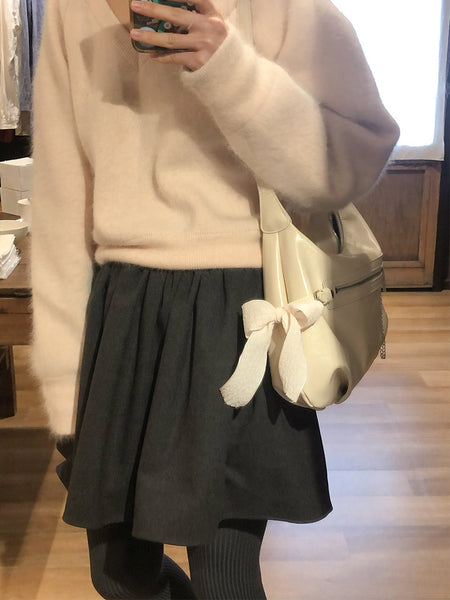 [ovuni] BELTED RIBBON BAG CREAM