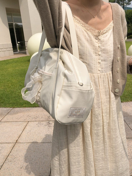 [ovuni] DAILY RIBBON GYM BAG IVORY