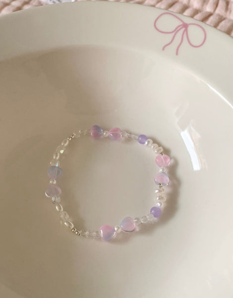 [SOYE PI-NE] Rina Purple Ribbon Fresh Pearl Bracelet