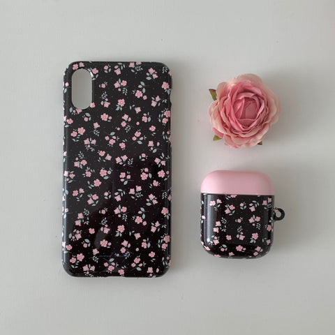 [second boutique] Vintage Flower Black Hard Phone Case