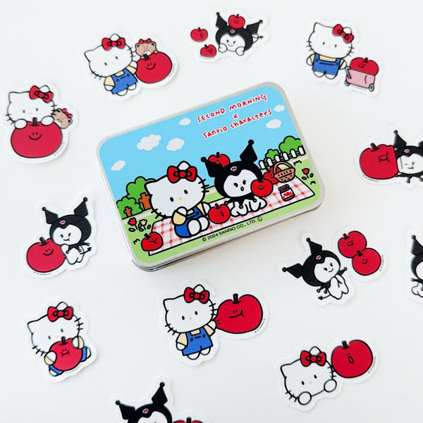 ♡ second morning × sanrio characters ♡ Removable Sticker Tin Case Set