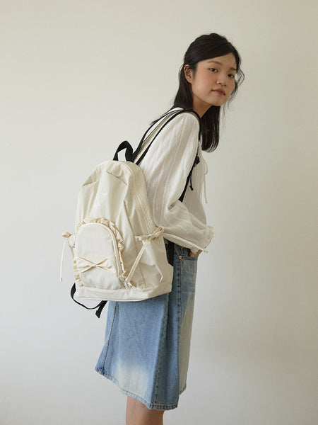 [ovuni] RUFFLE RIBBON BACKPACK (Ivory)