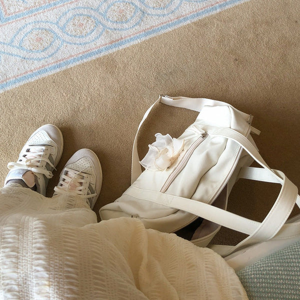 [ovuni] DAILY RIBBON GYM BAG IVORY