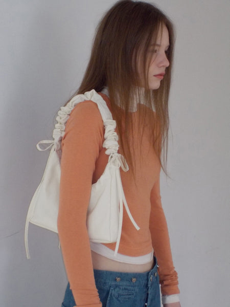 [untidy] [Recycle Nylon] Shirring Ribbon Bag Ivory