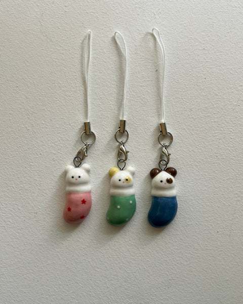 [flo.d studio] Bunny Socks Mini Keyring