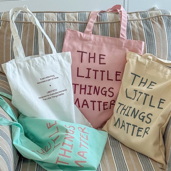 [liberte] The Little Things Matter Tote Bag | 文青風英文手寫帆布袋 (4色)