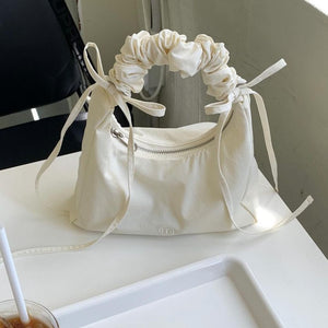 [untidy] [Recycle Nylon] Shirring Ribbon Bag Ivory