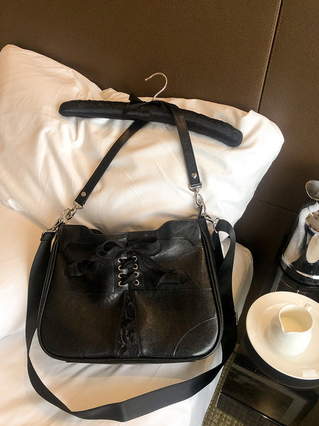 [ovuni] BUSTIER RIBBON BAG BLACK