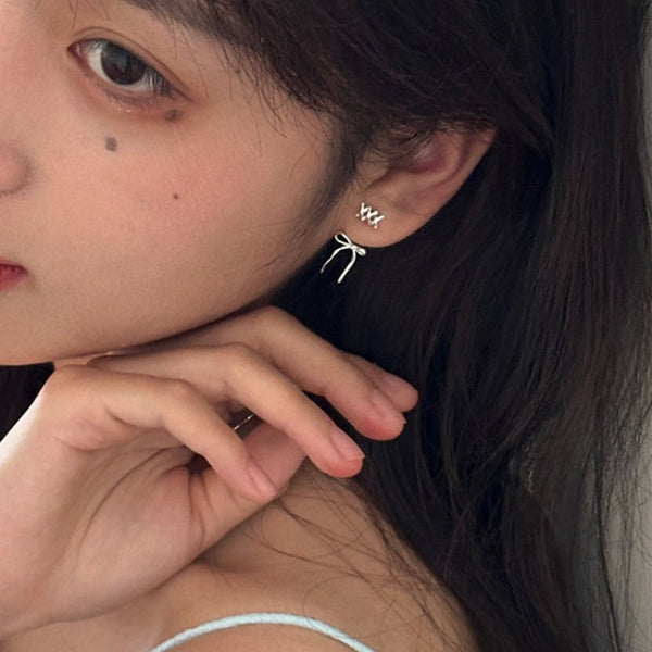 [sora'de] (925silver) Ribbon Earrings