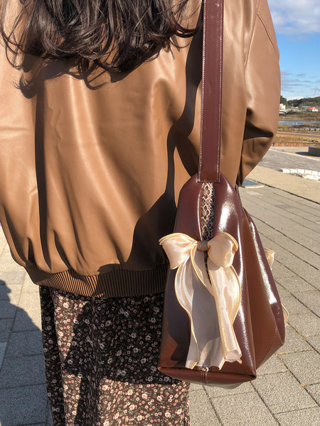 [ovuni] PILLOW RIBBON BAG (BROWN)