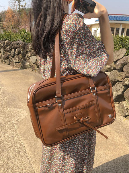 [ovuni] CLASSIC RIBBON SCHOOLBAG VINTAGE BROWN