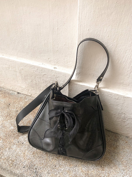 [ovuni] BUSTIER RIBBON BAG BLACK