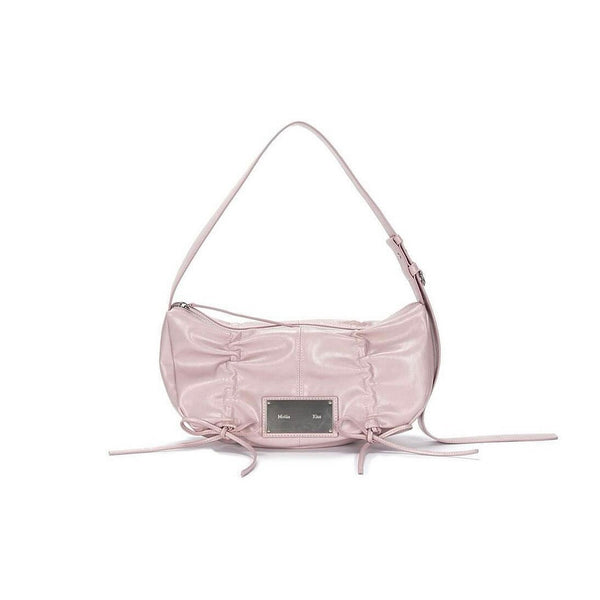 (現貨) - [Matin Kim] HALF SHIRRING RIBBON ROUND BAG IN PINK