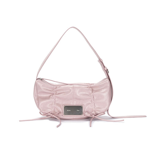 [Matin Kim] HALF SHIRRING RIBBON ROUND BAG IN PINK