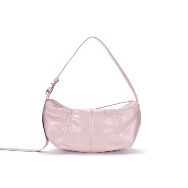 [Matin Kim] HALF SHIRRING RIBBON ROUND BAG IN PINK