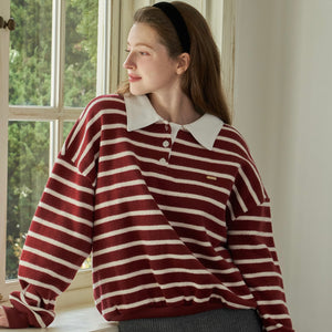 [Letter from Moon][Holiday Edition] Saint Rugby Stripe Sweater ( Red )