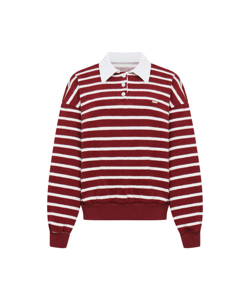 [Letter from Moon][Holiday Edition] Saint Rugby Stripe Sweater ( Red )