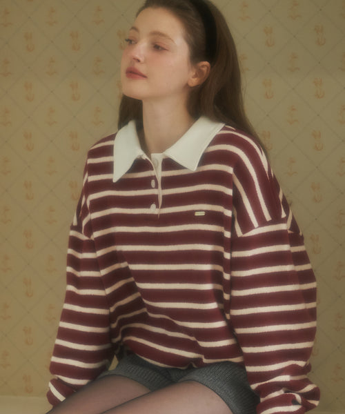 [Letter from Moon][Holiday Edition] Saint Rugby Stripe Sweater ( Red )