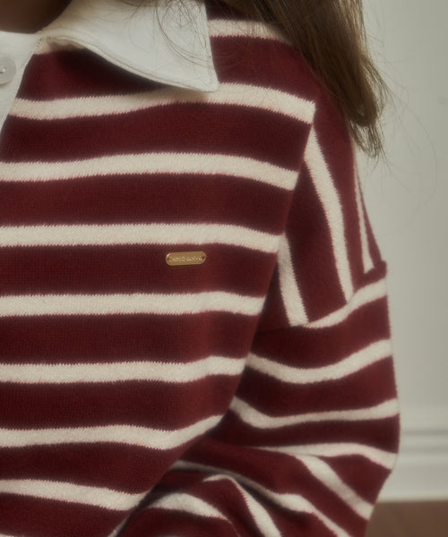 [Letter from Moon][Holiday Edition] Saint Rugby Stripe Sweater ( Red )