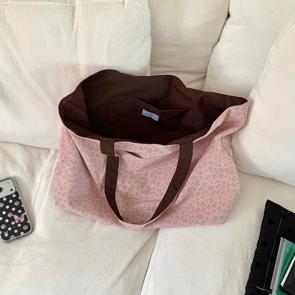 [olivet] Suede Reversible Bag (Pink Leopard) | 雙面麂皮粉紅豹紋托特包