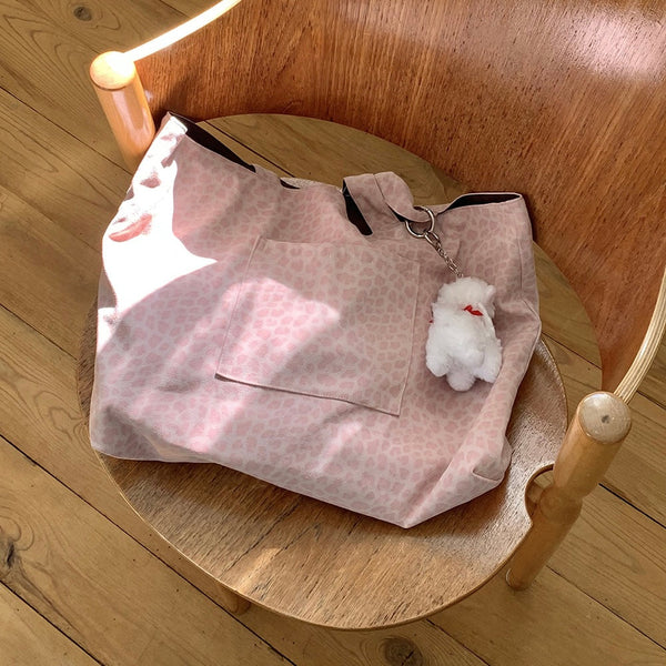 [olivet] Suede Reversible Bag (Pink Leopard) | 雙面麂皮粉紅豹紋托特包