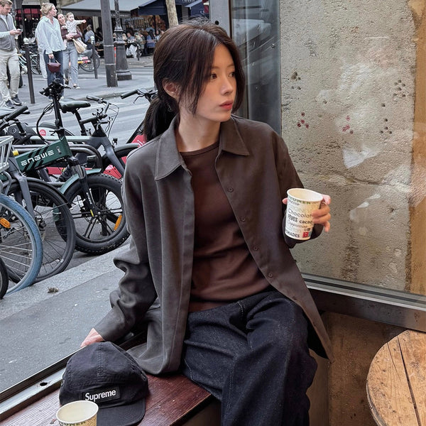 [SLOWAND] made. Essential Basic Soft Tension T-shirt | 柔軟彈力圓領長袖上衣・5色