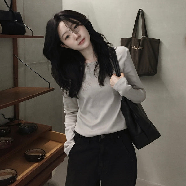 [SLOWAND] made. Essential Basic Soft Tension T-shirt | 柔軟彈力圓領長袖上衣・5色