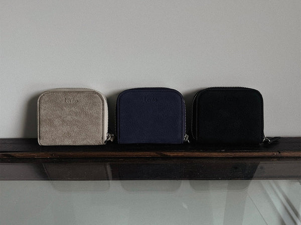 [SLOWAND] #LENTO In and Out Color Wallet | 彷麂皮拉鏈卡片銀包・3色