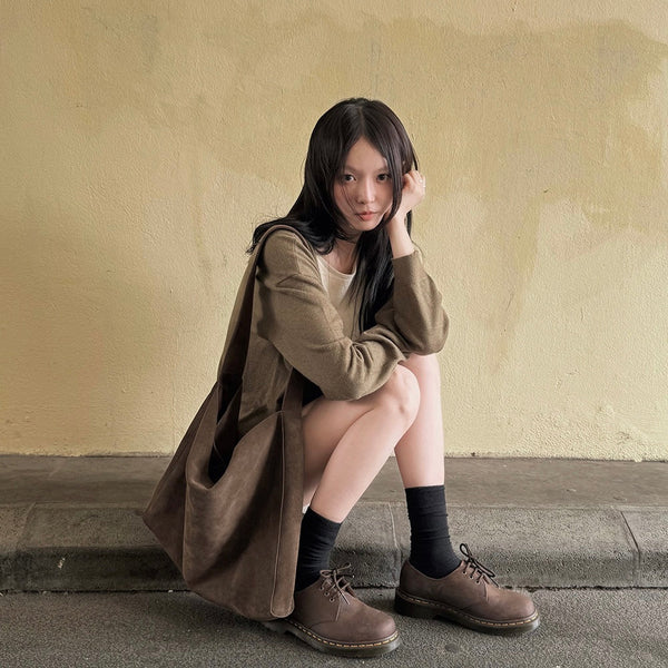 [SLOWAND] #LENTO Real Suede Shoulder Bag | 真牛皮麂皮肩袋・3色