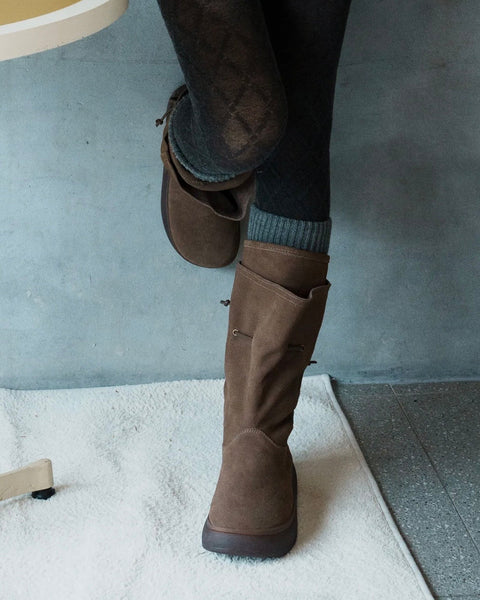 [Rockfish Weatherwear] Cloudy Layered Boots | 層次抽繩麂皮長靴・3色