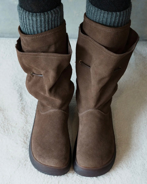 [Rockfish Weatherwear] Cloudy Layered Boots | 層次抽繩麂皮長靴・3色