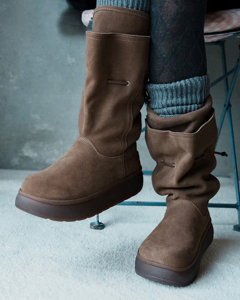 [Rockfish Weatherwear] Cloudy Layered Boots | 層次抽繩麂皮長靴・3色