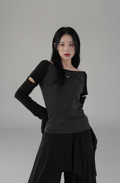 [BINARY01] [Warmer Set] Miyo Striped T-shirt