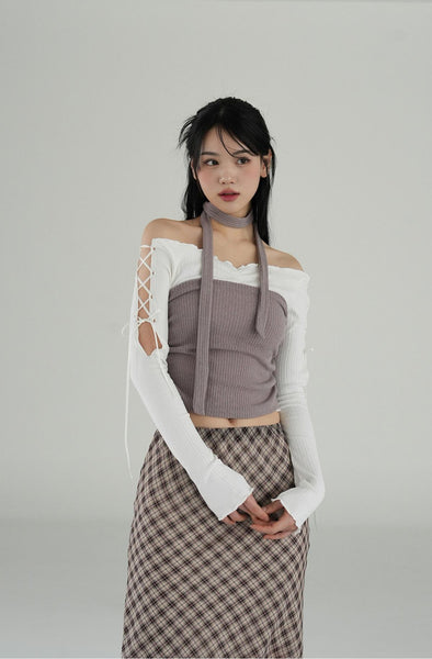 [BINARY01] [Muffler Set] Tie Shirring Top