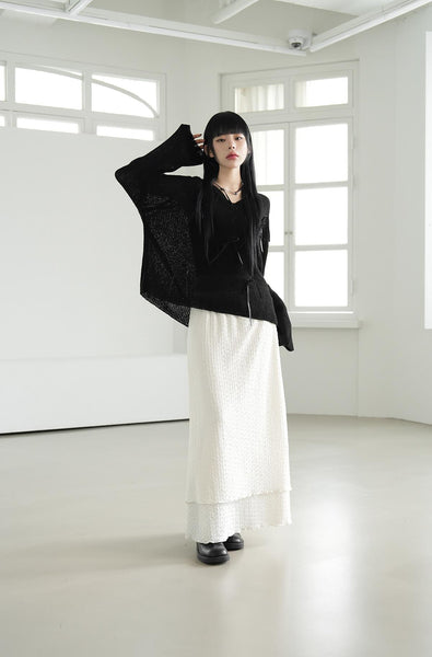 [BINARY01] Withy Layered Long Skirt